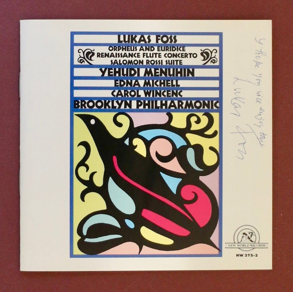 Lukas Foss 100th Birthday Signed CD Story
